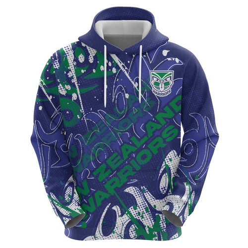 Personalized New Zealand Warriors Rugby Hoodie Urban Street Graffiti Style - Distressed Splatter Elements