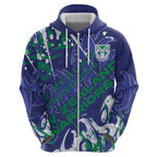 Personalized New Zealand Warriors Rugby Hoodie Urban Street Graffiti Style - Distressed Splatter Elements