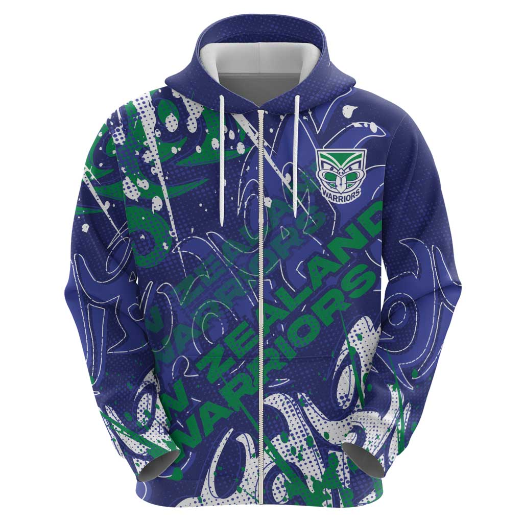 Personalized New Zealand Warriors Rugby Hoodie Urban Street Graffiti Style - Distressed Splatter Elements