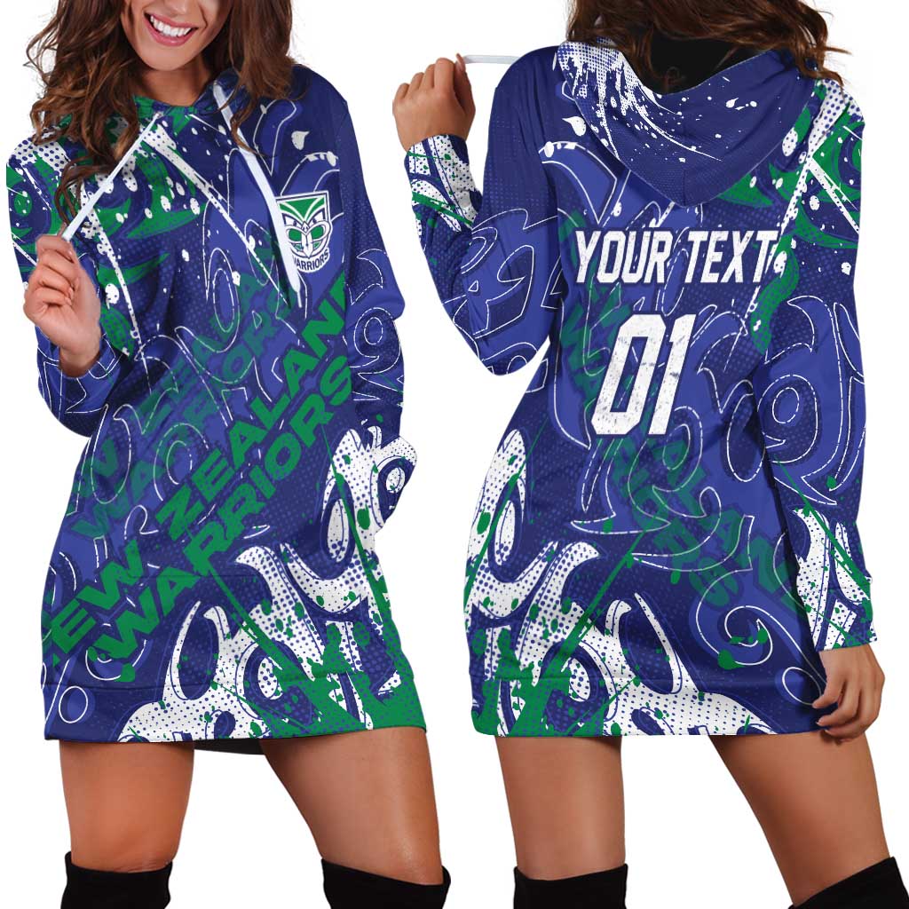 Personalized New Zealand Warriors Rugby Hoodie Dress Urban Street Graffiti Style - Distressed Splatter Elements
