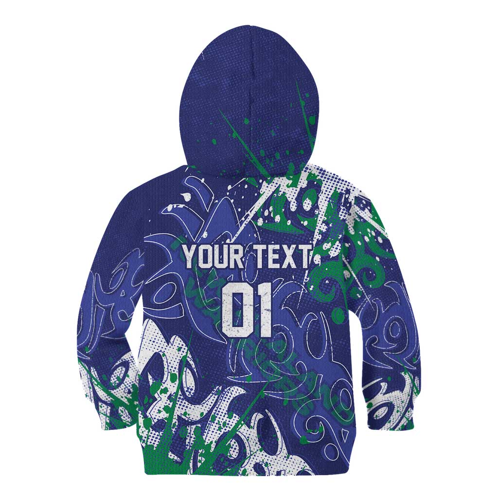 Personalized New Zealand Warriors Rugby Kid Hoodie Urban Street Graffiti Style - Distressed Splatter Elements