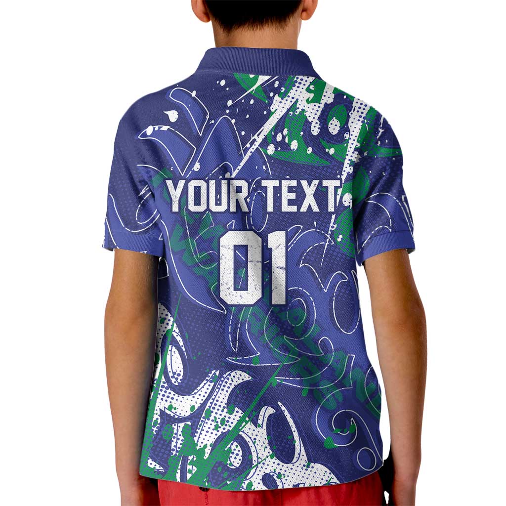 Personalized New Zealand Warriors Rugby Kid Polo Shirt Urban Street Graffiti Style - Distressed Splatter Elements