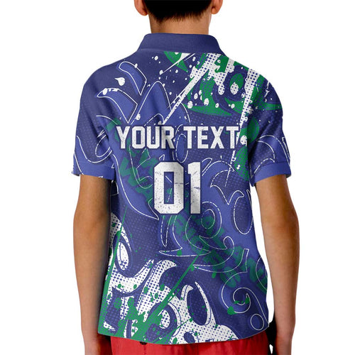 Personalized New Zealand Warriors Rugby Kid Polo Shirt Urban Street Graffiti Style - Distressed Splatter Elements