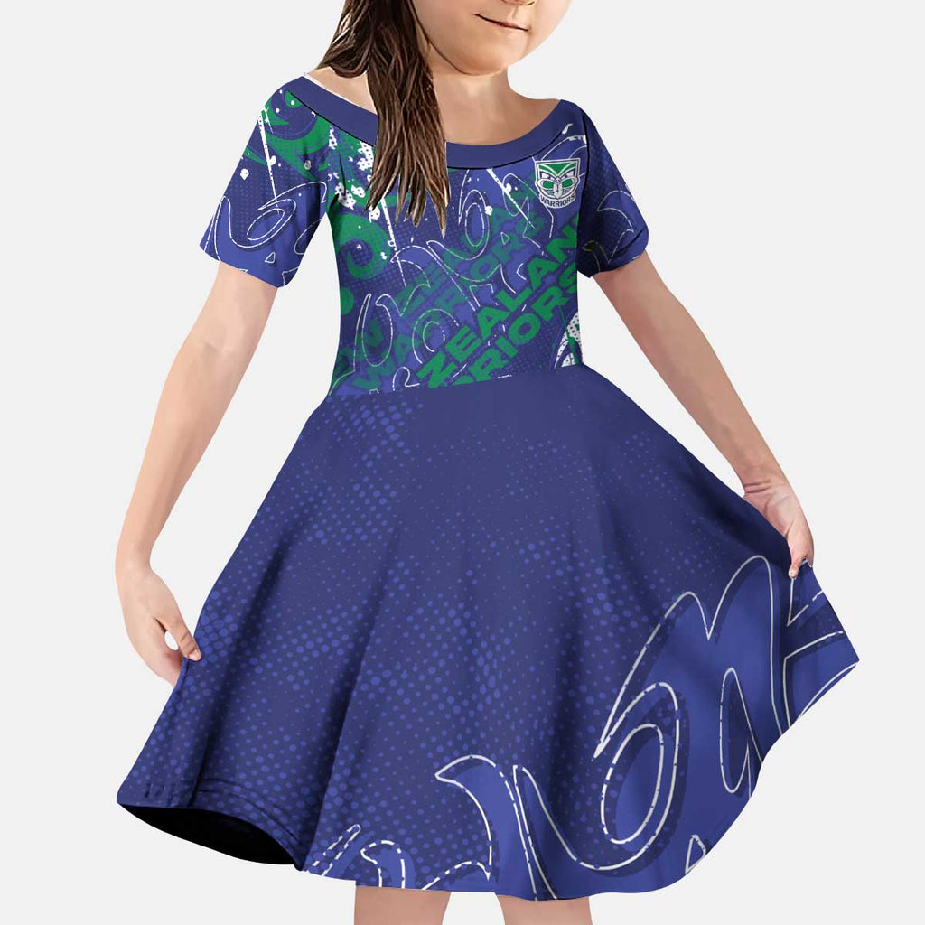 Personalized New Zealand Warriors Rugby Kid Short Sleeve Dress Urban Street Graffiti Style - Distressed Splatter Elements