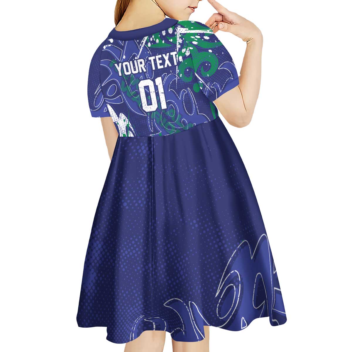Personalized New Zealand Warriors Rugby Kid Short Sleeve Dress Urban Street Graffiti Style - Distressed Splatter Elements