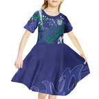 Personalized New Zealand Warriors Rugby Kid Short Sleeve Dress Urban Street Graffiti Style - Distressed Splatter Elements