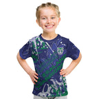 Personalized New Zealand Warriors Rugby Kid T Shirt Urban Street Graffiti Style - Distressed Splatter Elements