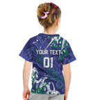 Personalized New Zealand Warriors Rugby Kid T Shirt Urban Street Graffiti Style - Distressed Splatter Elements