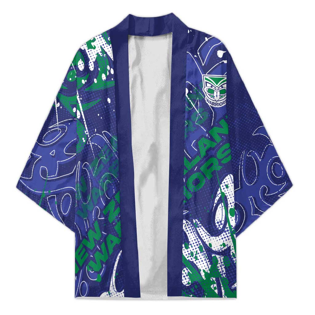Personalized New Zealand Warriors Rugby Kimono Urban Street Graffiti Style - Distressed Splatter Elements