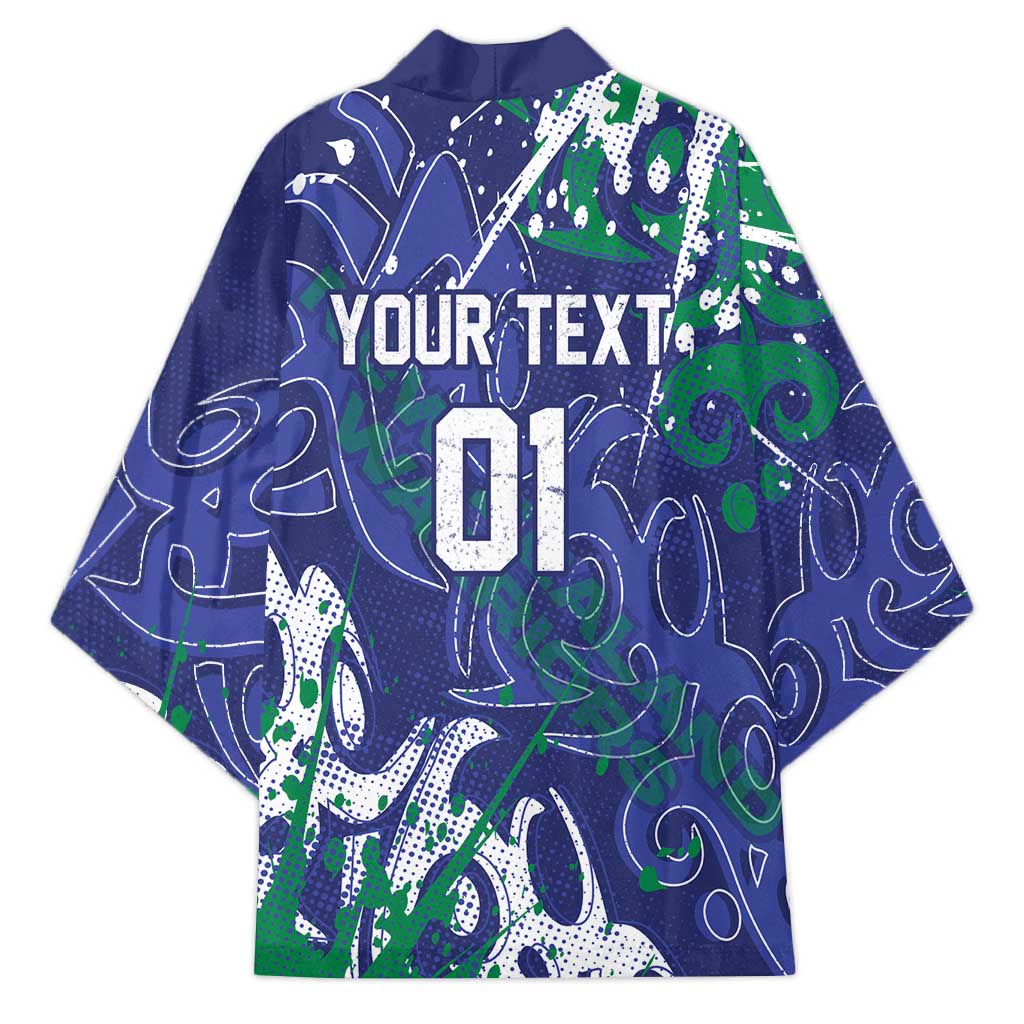 Personalized New Zealand Warriors Rugby Kimono Urban Street Graffiti Style - Distressed Splatter Elements