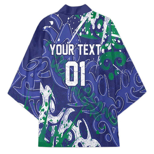 Personalized New Zealand Warriors Rugby Kimono Urban Street Graffiti Style - Distressed Splatter Elements