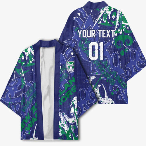 Personalized New Zealand Warriors Rugby Kimono Urban Street Graffiti Style - Distressed Splatter Elements