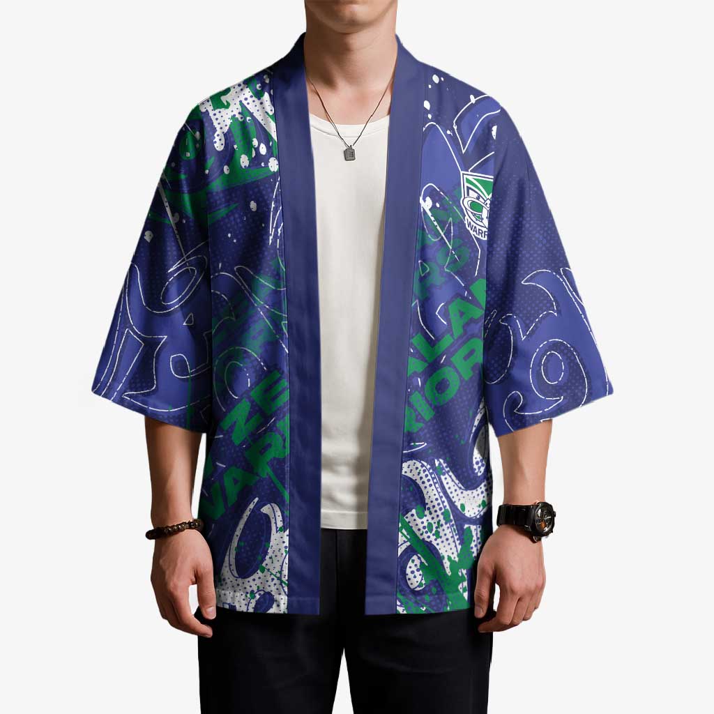 Personalized New Zealand Warriors Rugby Kimono Urban Street Graffiti Style - Distressed Splatter Elements