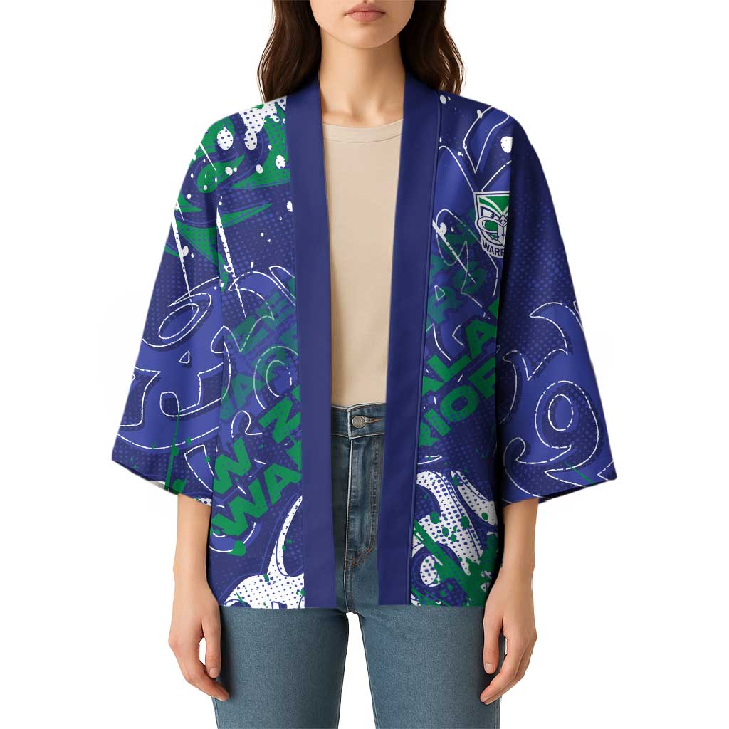 Personalized New Zealand Warriors Rugby Kimono Urban Street Graffiti Style - Distressed Splatter Elements