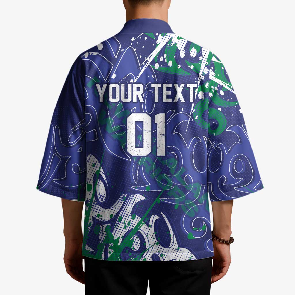 Personalized New Zealand Warriors Rugby Kimono Urban Street Graffiti Style - Distressed Splatter Elements