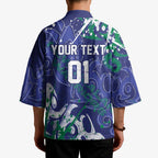 Personalized New Zealand Warriors Rugby Kimono Urban Street Graffiti Style - Distressed Splatter Elements