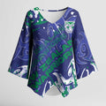 Personalized New Zealand Warriors Rugby Kimono Sleeve Blouse Urban Street Graffiti Style - Distressed Splatter Elements