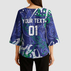 Personalized New Zealand Warriors Rugby Kimono Sleeve Blouse Urban Street Graffiti Style - Distressed Splatter Elements