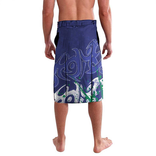 Personalized New Zealand Warriors Rugby Lavalava Urban Street Graffiti Style - Distressed Splatter Elements