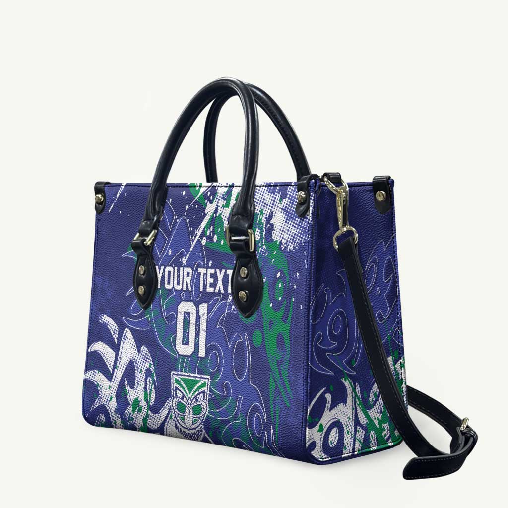 Personalized New Zealand Warriors Rugby Leather Bag Urban Street Graffiti Style - Distressed Splatter Elements