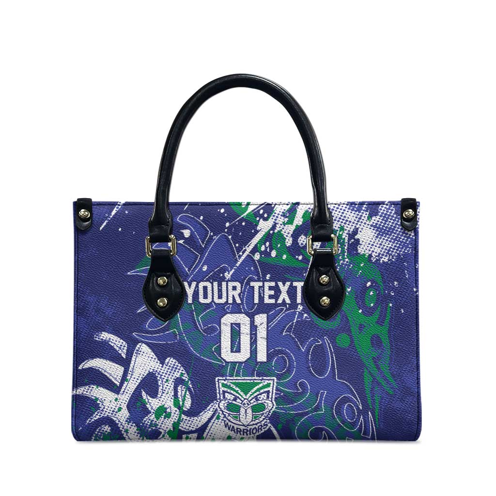 Personalized New Zealand Warriors Rugby Leather Bag Urban Street Graffiti Style - Distressed Splatter Elements