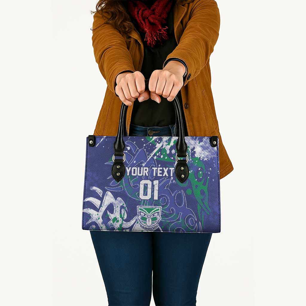 Personalized New Zealand Warriors Rugby Leather Bag Urban Street Graffiti Style - Distressed Splatter Elements