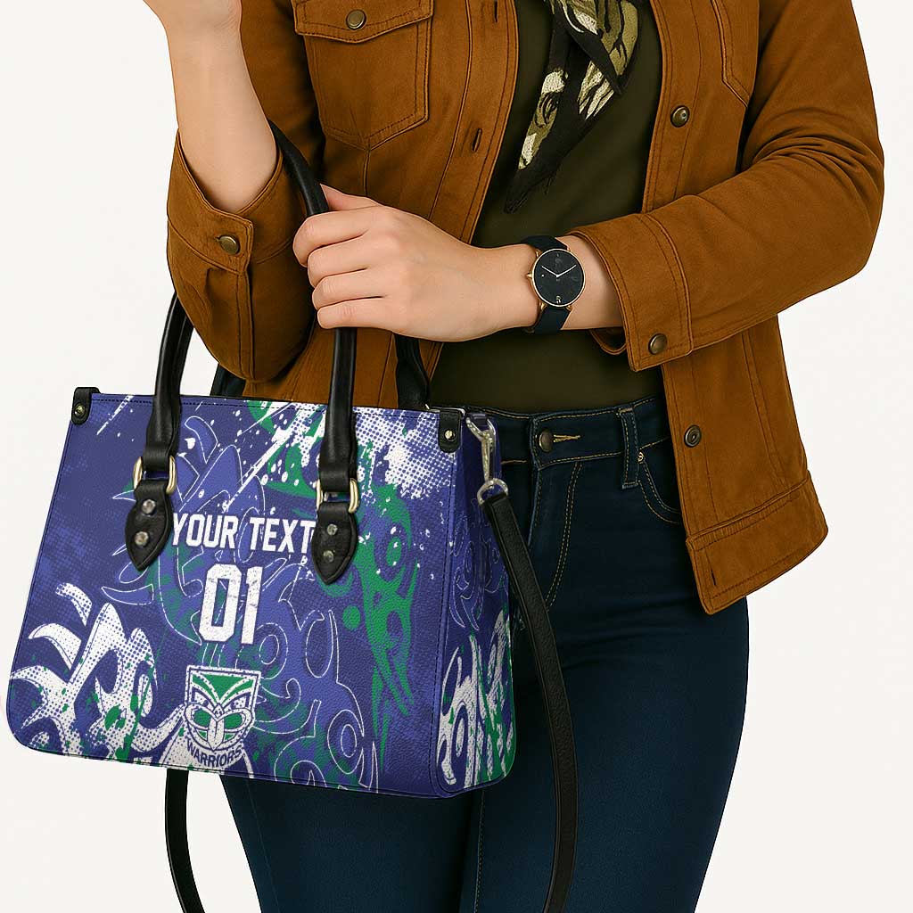 Personalized New Zealand Warriors Rugby Leather Bag Urban Street Graffiti Style - Distressed Splatter Elements