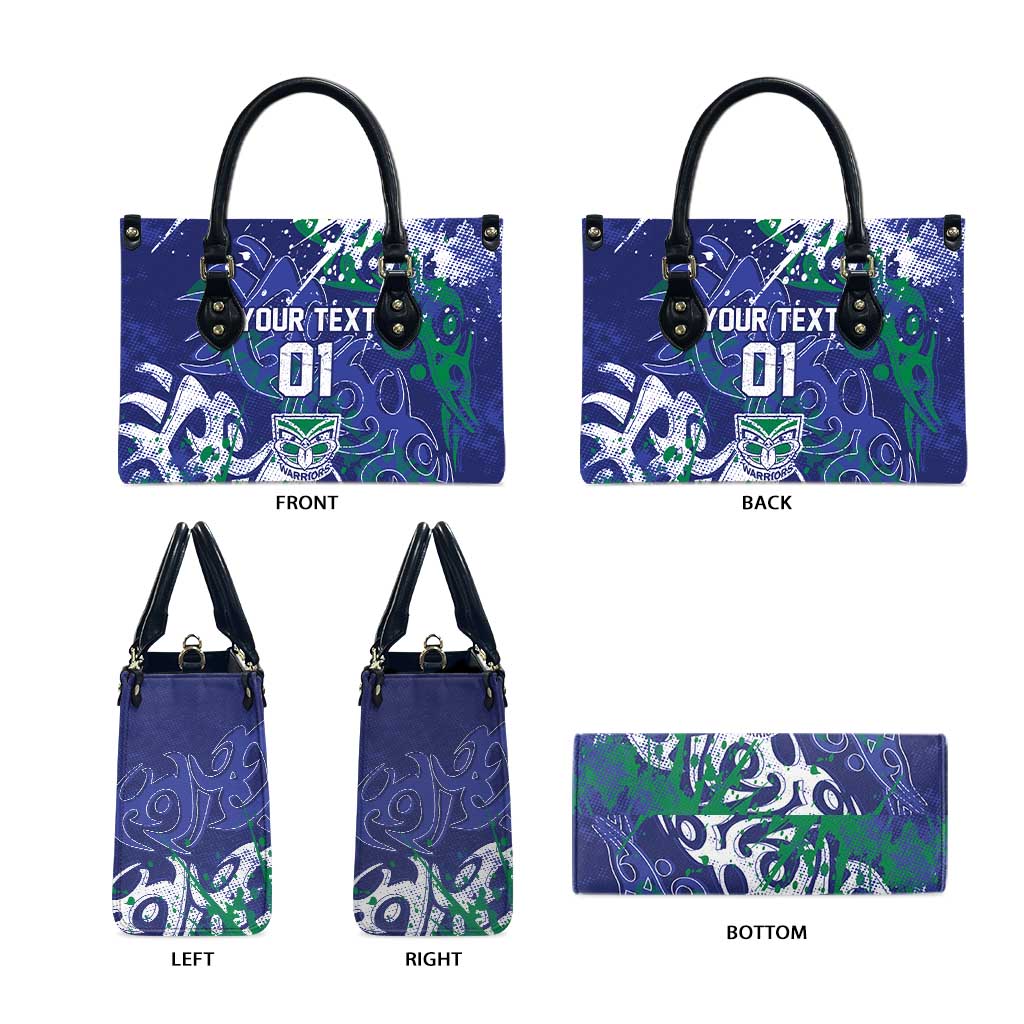 Personalized New Zealand Warriors Rugby Leather Bag Urban Street Graffiti Style - Distressed Splatter Elements