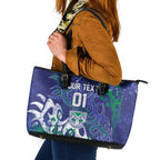 Personalized New Zealand Warriors Rugby Leather Tote Bag Urban Street Graffiti Style - Distressed Splatter Elements
