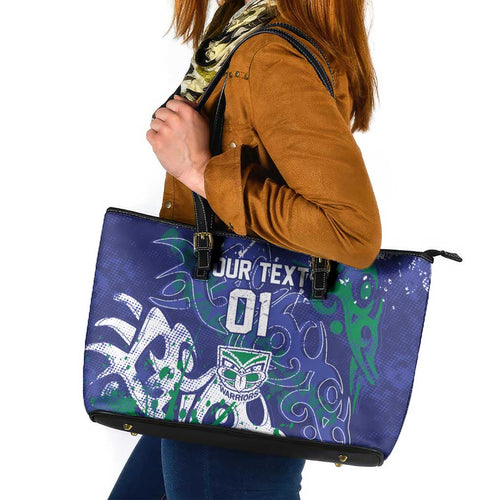 Personalized New Zealand Warriors Rugby Leather Tote Bag Urban Street Graffiti Style - Distressed Splatter Elements