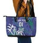 Personalized New Zealand Warriors Rugby Leather Tote Bag Urban Street Graffiti Style - Distressed Splatter Elements