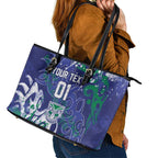 Personalized New Zealand Warriors Rugby Leather Tote Bag Urban Street Graffiti Style - Distressed Splatter Elements