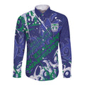Personalized New Zealand Warriors Rugby Long Sleeve Button Shirt Urban Street Graffiti Style - Distressed Splatter Elements