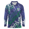 Personalized New Zealand Warriors Rugby Long Sleeve Polo Shirt Urban Street Graffiti Style - Distressed Splatter Elements