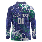 Personalized New Zealand Warriors Rugby Long Sleeve Polo Shirt Urban Street Graffiti Style - Distressed Splatter Elements