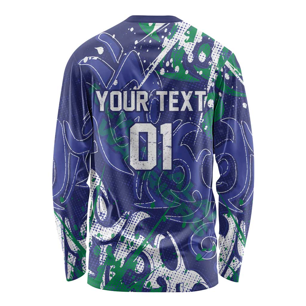 Personalized New Zealand Warriors Rugby Long Sleeve Shirt Urban Street Graffiti Style - Distressed Splatter Elements