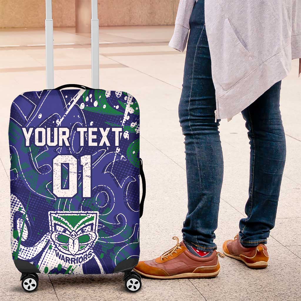 Personalized New Zealand Warriors Rugby Luggage Cover Urban Street Graffiti Style - Distressed Splatter Elements