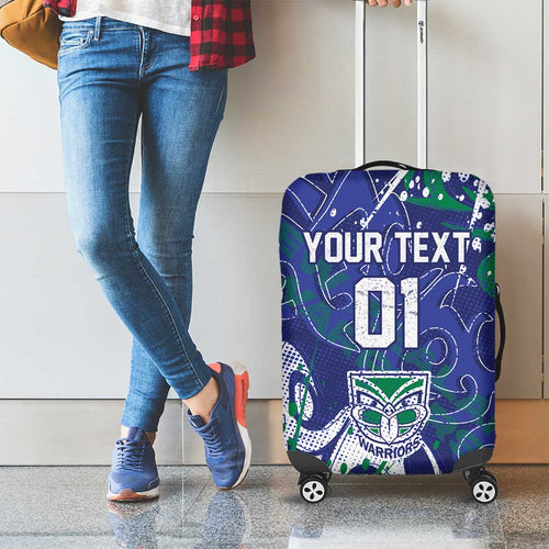 Personalized New Zealand Warriors Rugby Luggage Cover Urban Street Graffiti Style - Distressed Splatter Elements