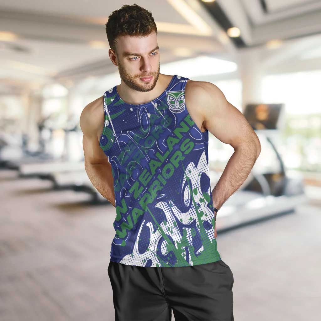 Personalized New Zealand Warriors Rugby Men Tank Top Urban Street Graffiti Style - Distressed Splatter Elements