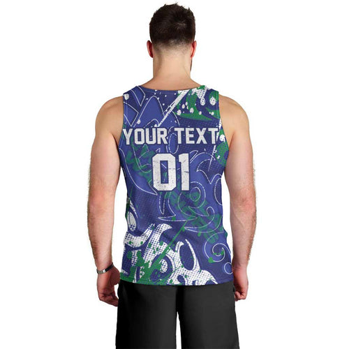 Personalized New Zealand Warriors Rugby Men Tank Top Urban Street Graffiti Style - Distressed Splatter Elements