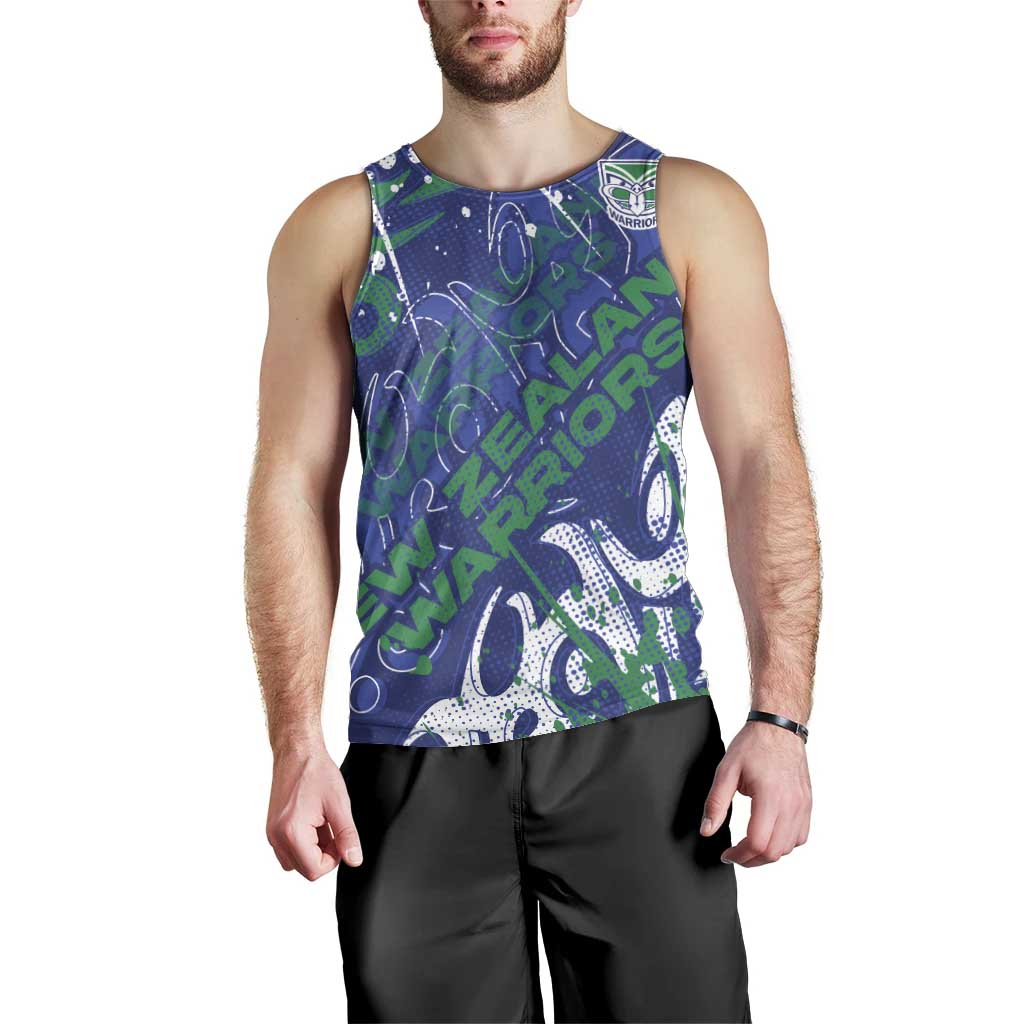 Personalized New Zealand Warriors Rugby Men Tank Top Urban Street Graffiti Style - Distressed Splatter Elements