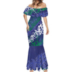 Personalized New Zealand Warriors Rugby Mermaid Dress Urban Street Graffiti Style - Distressed Splatter Elements