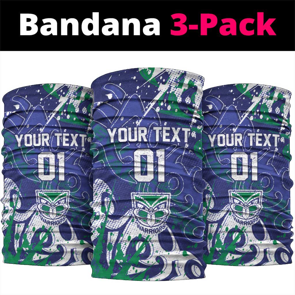 Personalized New Zealand Warriors Rugby Neck Gaiter Urban Street Graffiti Style - Distressed Splatter Elements