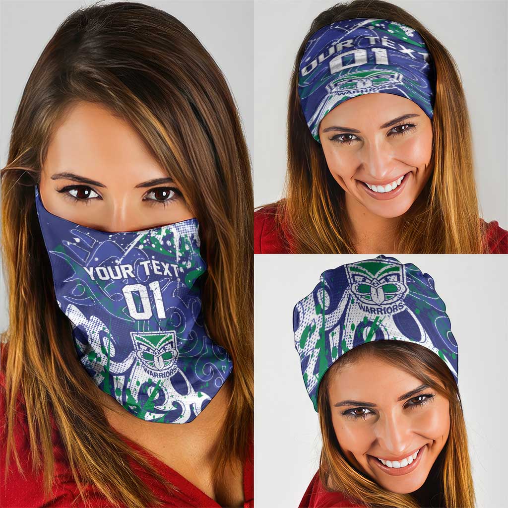 Personalized New Zealand Warriors Rugby Neck Gaiter Urban Street Graffiti Style - Distressed Splatter Elements