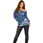 Personalized New Zealand Warriors Rugby Off Shoulder Sweater Urban Street Graffiti Style - Distressed Splatter Elements