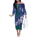 Personalized New Zealand Warriors Rugby Off The Shoulder Long Sleeve Dress Urban Street Graffiti Style - Distressed Splatter Elements