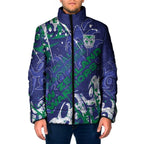 Personalized New Zealand Warriors Rugby Padded Jacket Urban Street Graffiti Style - Distressed Splatter Elements