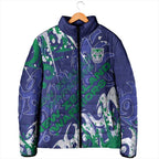 Personalized New Zealand Warriors Rugby Padded Jacket Urban Street Graffiti Style - Distressed Splatter Elements