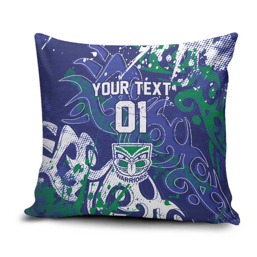Personalized New Zealand Warriors Rugby Pillow Cover Urban Street Graffiti Style - Distressed Splatter Elements