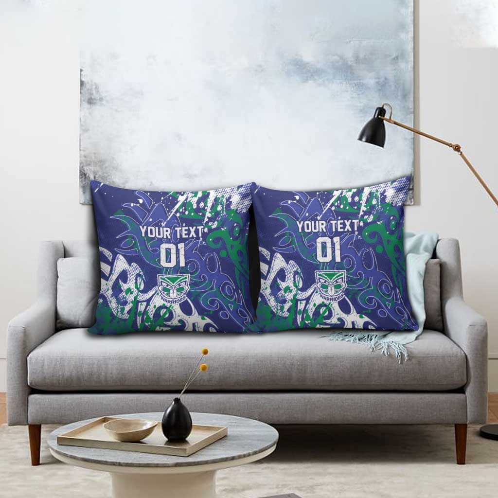 Personalized New Zealand Warriors Rugby Pillow Cover Urban Street Graffiti Style - Distressed Splatter Elements